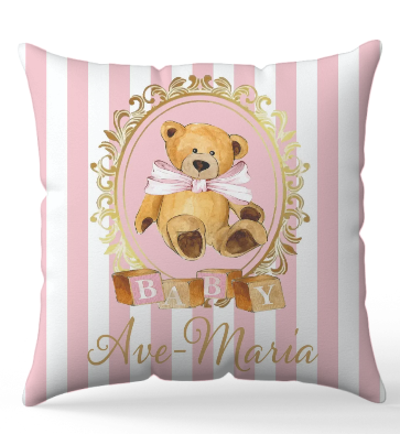 personalised Stripe Pink Bear Blanket and pillow sets