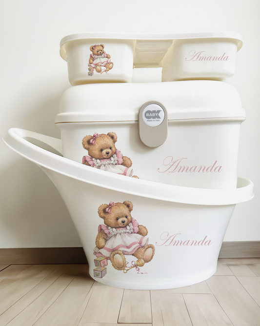 Shnuggle bath personalised set Vintage Bear