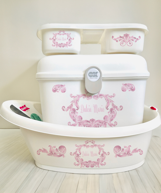 Ok baby bath personalised Swirl Pink