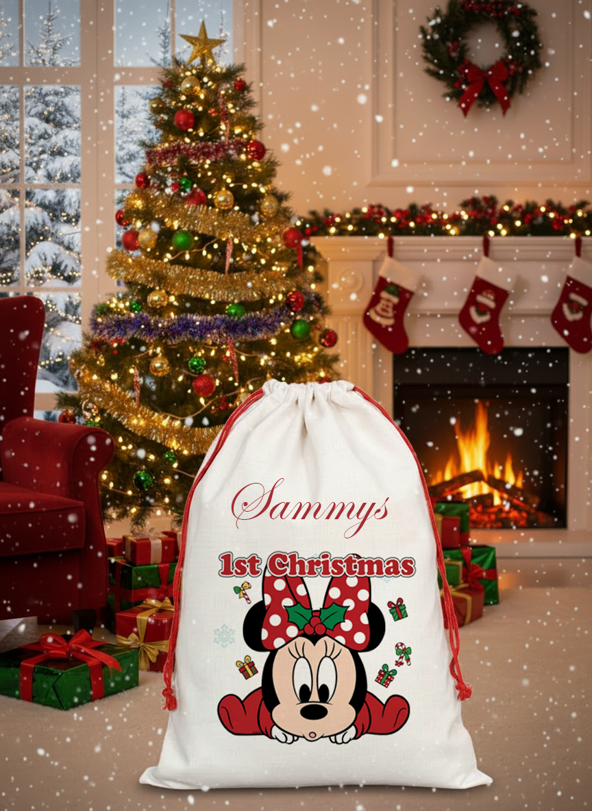 Christmas Minnie mouse personalised sack