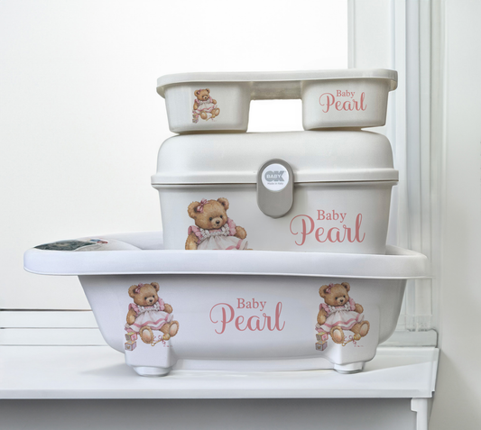Aqua scale & Ok Baby Bath Vintage bear