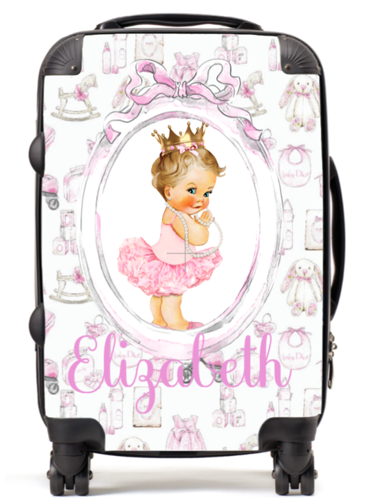 Personalised Suitcase Lux Pink Blonde baby