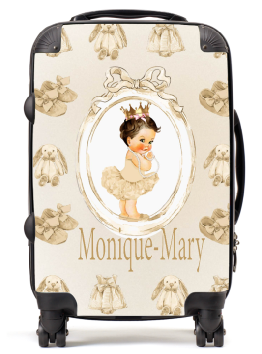 Personalised Suitcase Lux Gold Brown Hair Baby