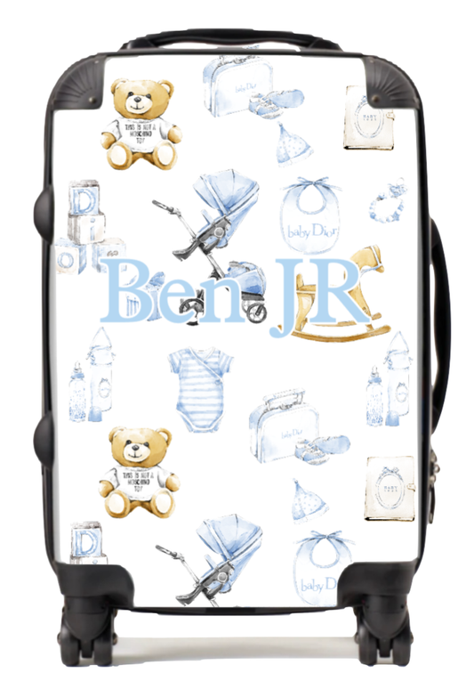 Personalised lux Blue Suitcase