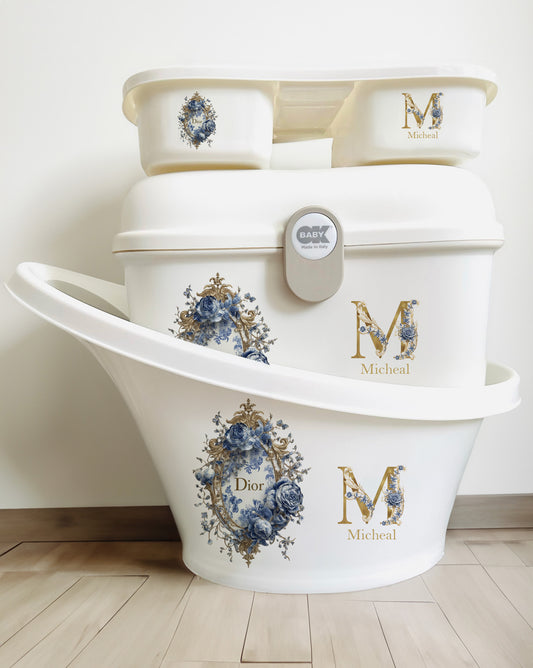 Blue/Gold rose patten sticker set