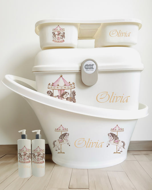 Shnuggle Personalised Bath Set Carousel Pink & Matching Items