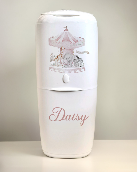 Shnuggle bath personalised set Watercolour carousal pink