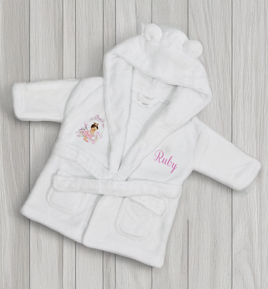 Lux pink brown hair baby robe