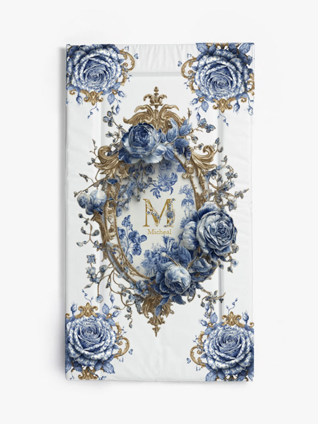 Blue/Gold rose changing mat