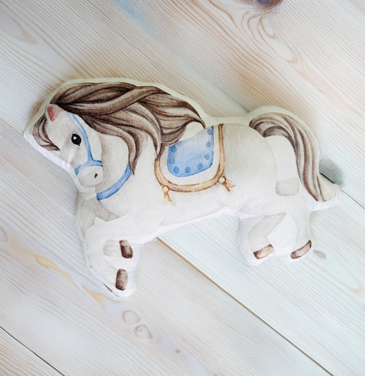 3d cuddle cushion horse blue