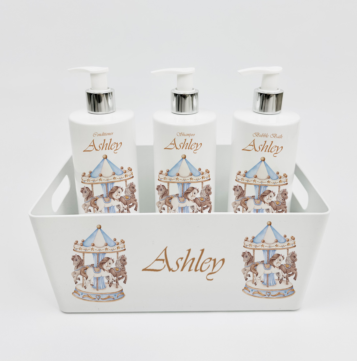 Ok baby bath personalised set Carousal Blue