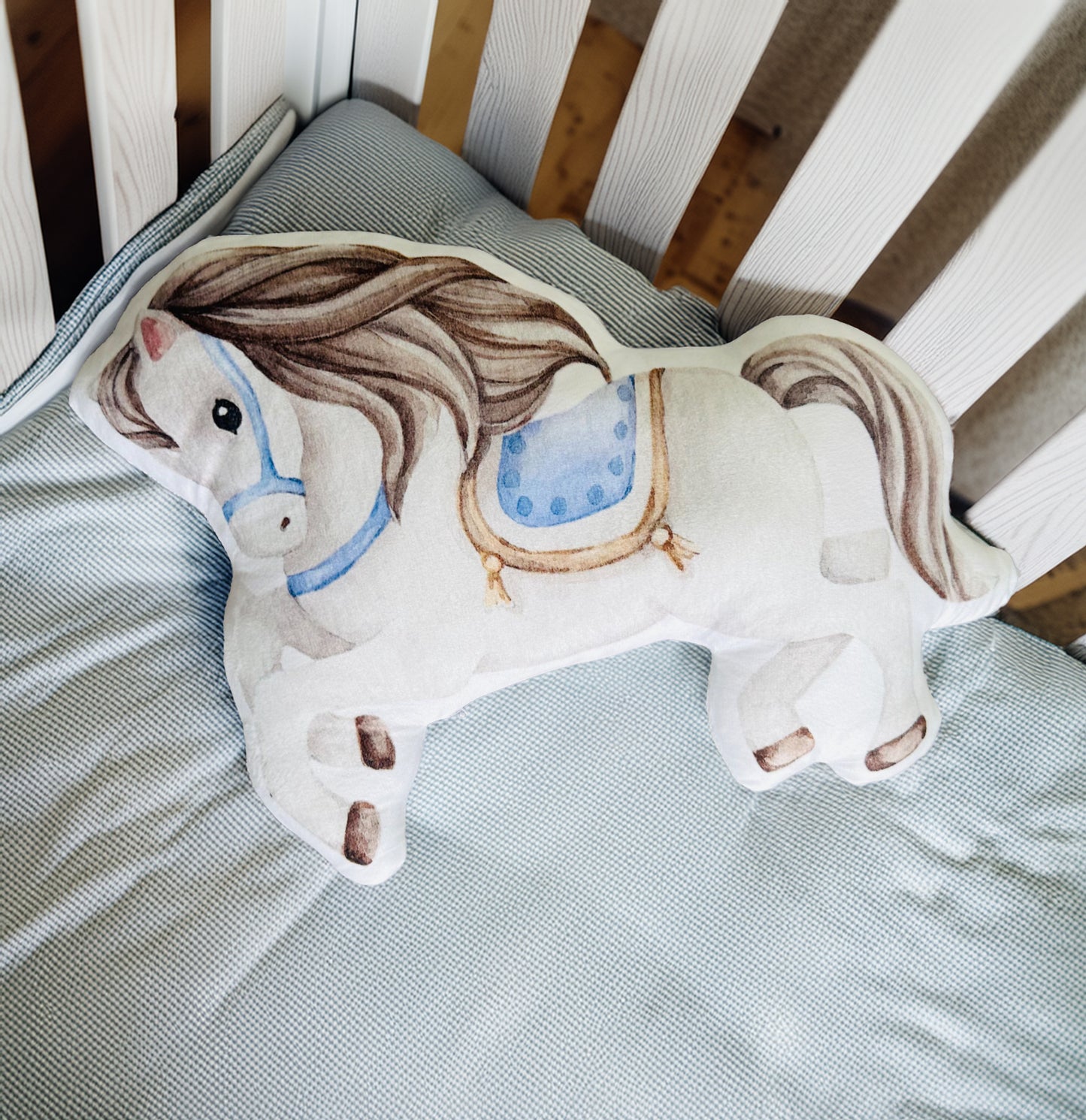 3d cuddle cushion horse blue