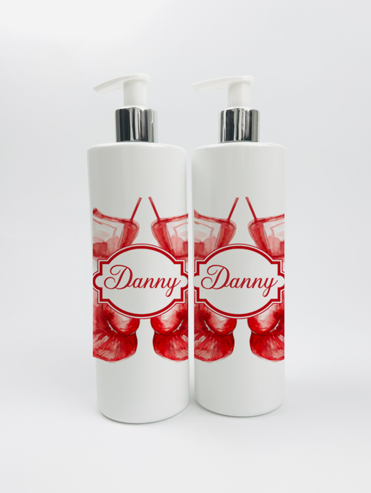 Shnuggle bath personalised set Boxing red