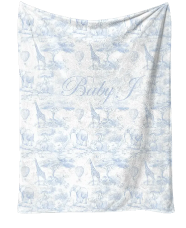 Personalised Saffari blue Blanket and pillow sets