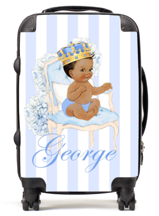 Personalised Lux Blue Throne Suitcase