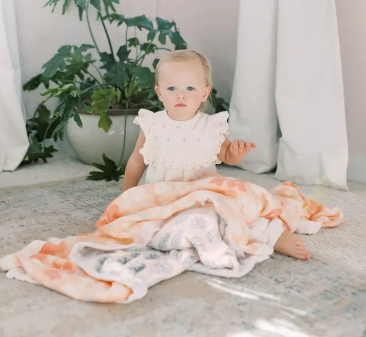 Essentials Cotton Muslin Blanket Flower art Luxury (120cm)