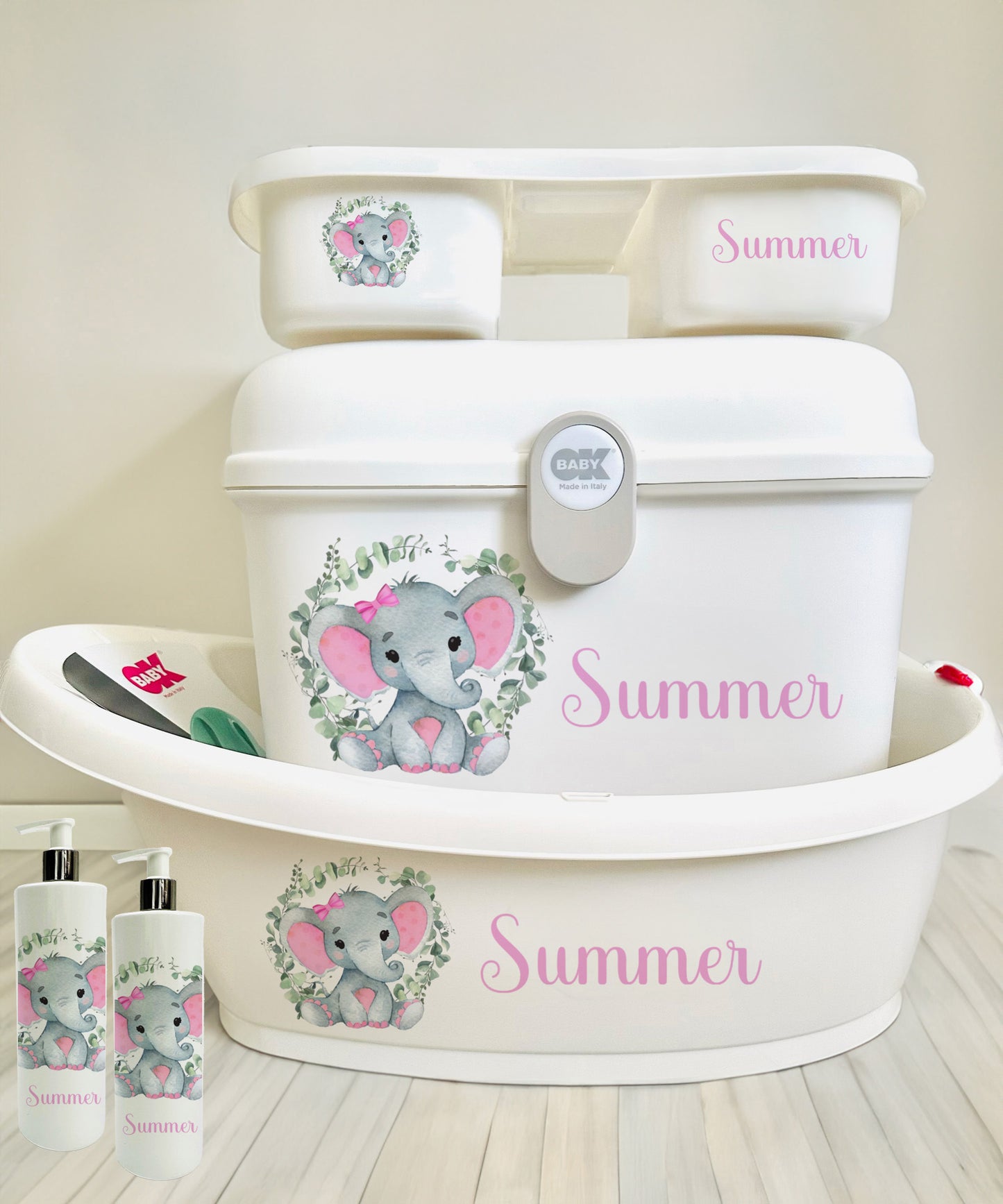 Ok baby Elephant Pink Bath Set