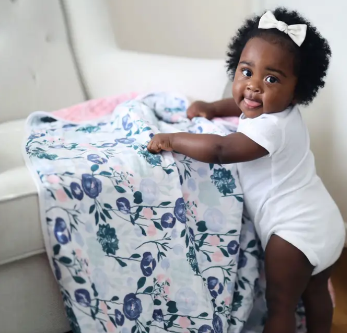 Essentials Cotton Muslin Blanket flowers bloom