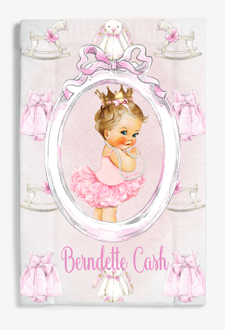 lux baby girl blonde hair changing mat