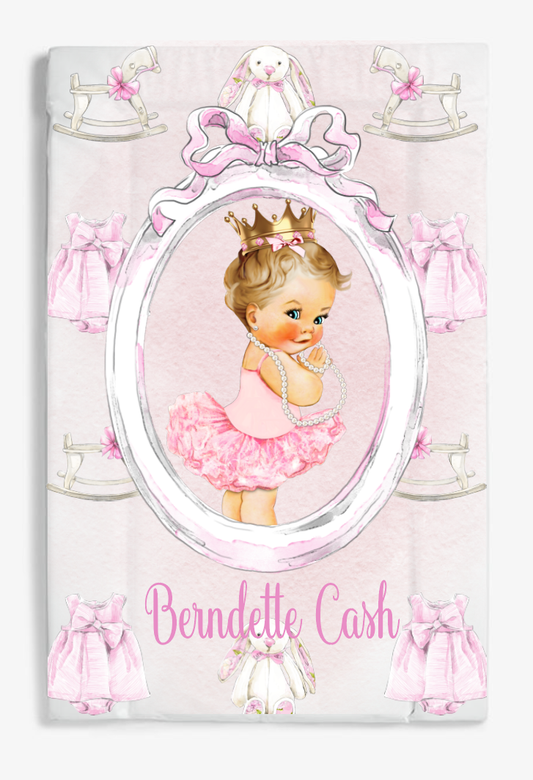 lux baby girl blonde hair changing mat