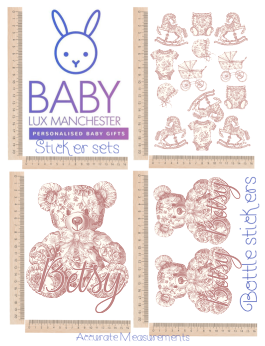 Vintage bear pink Sticker set