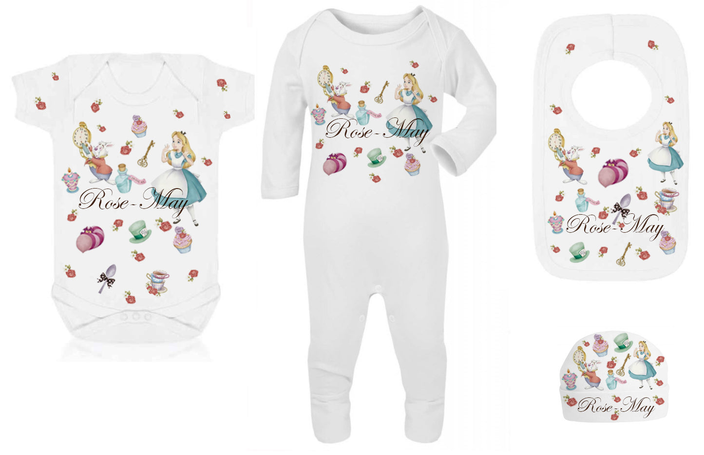 Ok Baby Bath personalised set Alice and the wonderland