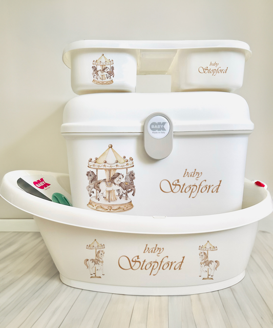 Ok baby bath personalised set Carousal Cream