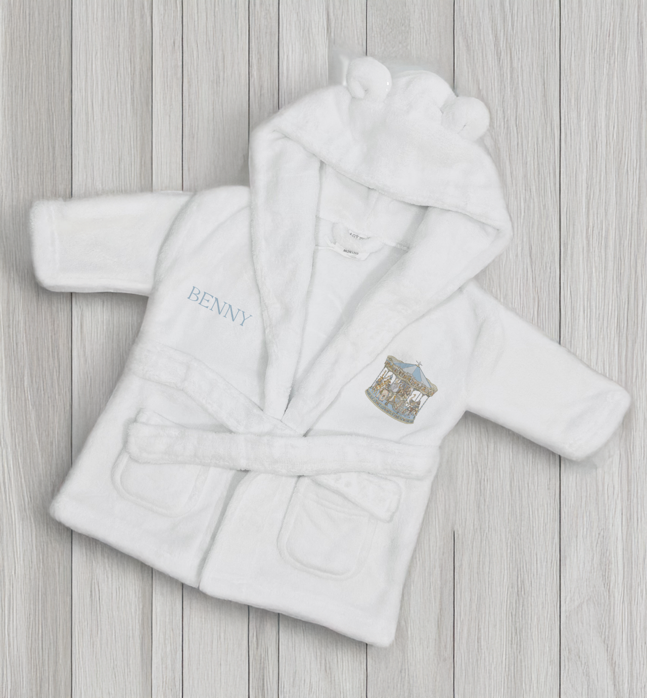 Ok baby bath personalised set vintage carousal Blue