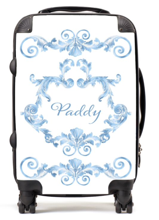 Personalised Suitcase Swirl Blue