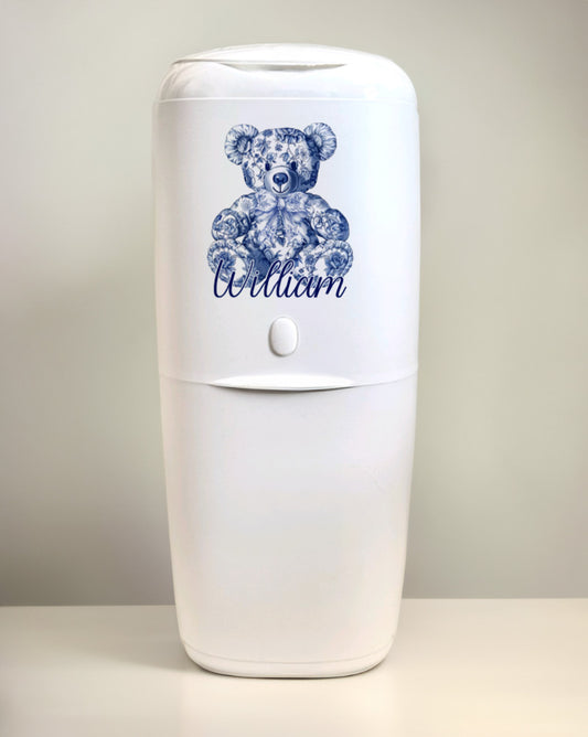 Angelcare Nappy Disposal System with 1 Refill Personalised Vintage Bear Blue