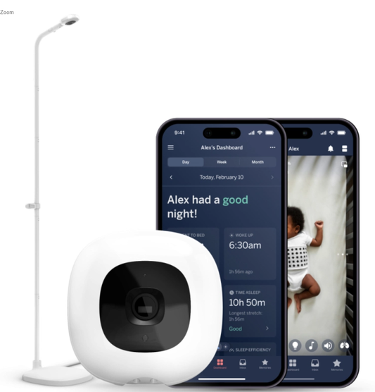 Nanit Pro Smart Baby Monitor and Gen 2 Floor Stand - White