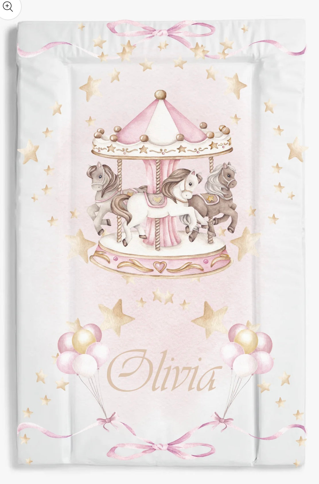 Shnuggle bath personalised set Carousel pink