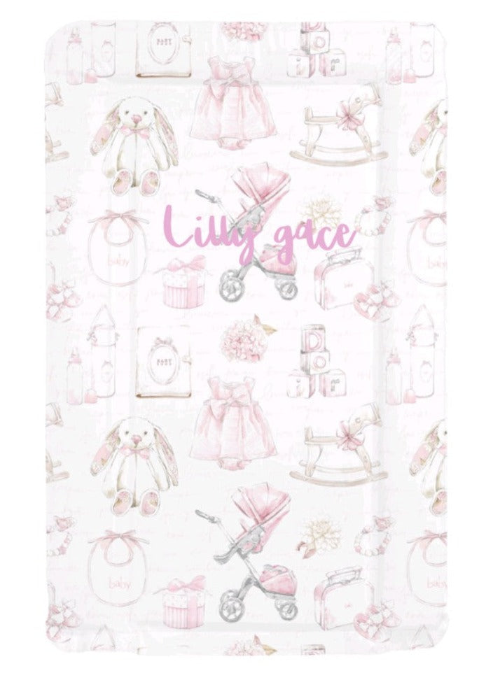 Shnuggle bath personalised set Frame baby pink