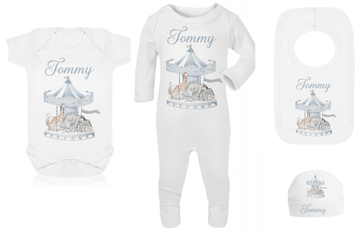 Ok Baby Bath personalised set carousal blue