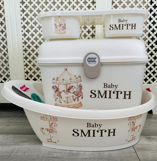 Ok Baby Personalised Carousel Cream Bath set