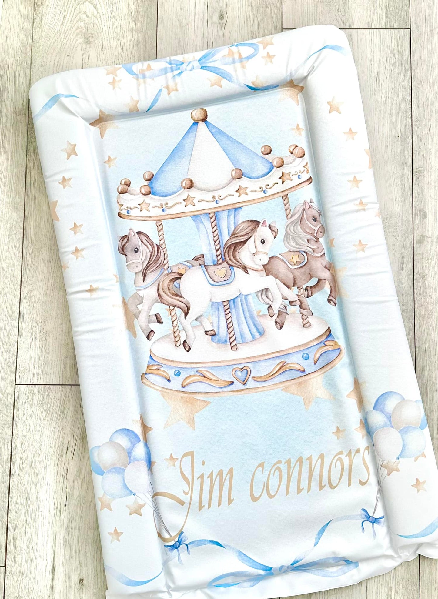 Shnuggle bath personalised set Carousel blue