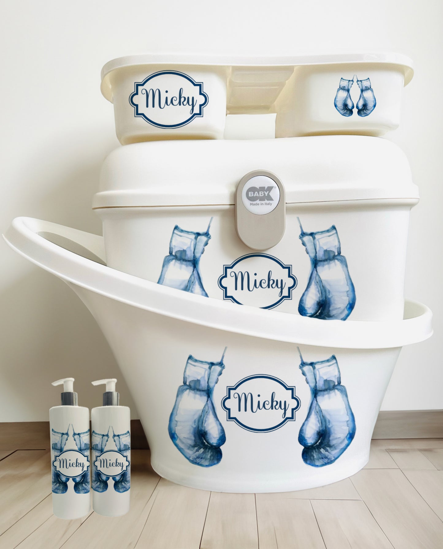 Shnuggle bath personalised set Boxing