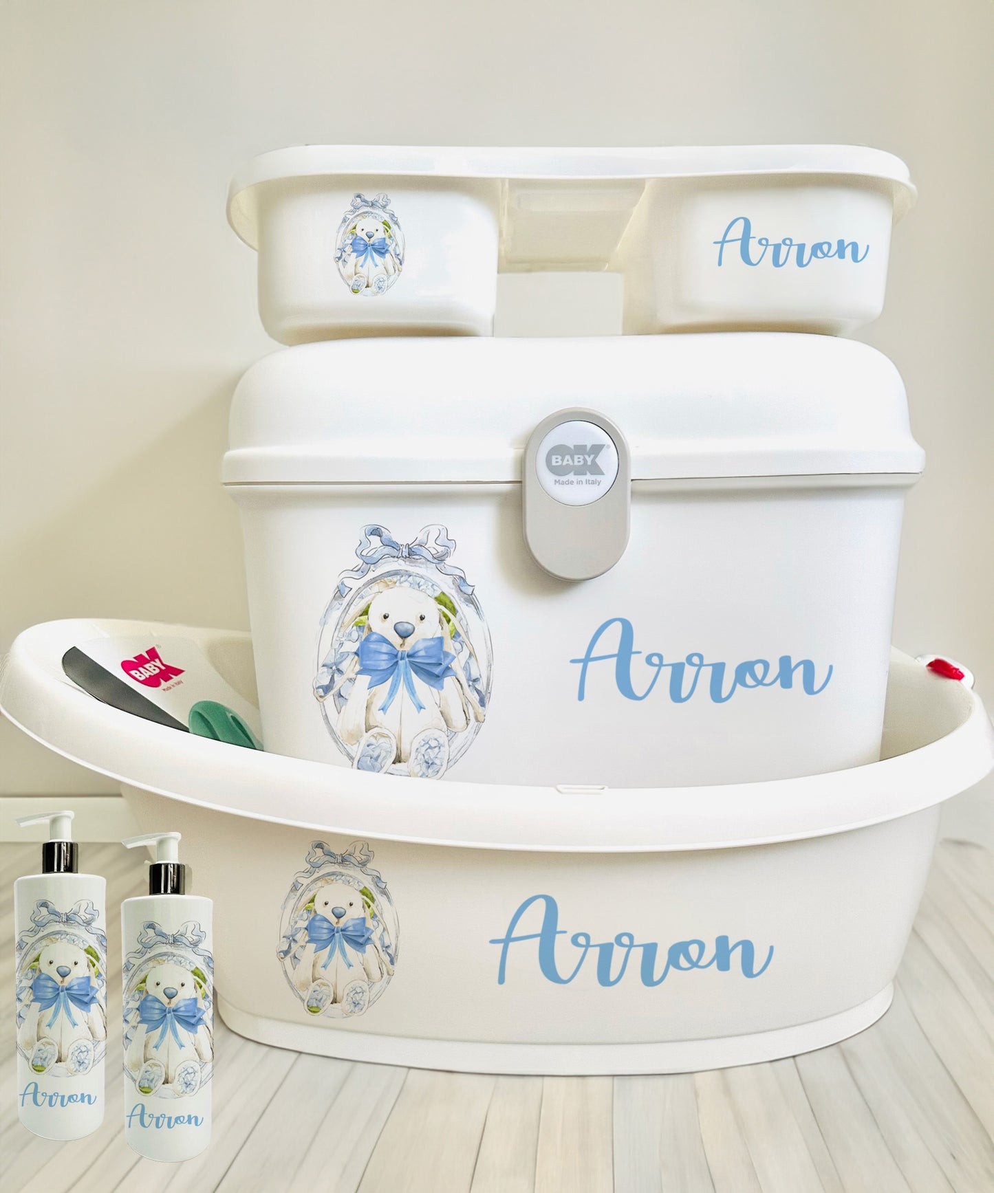 Ok baby Personalised bath set Lux blue bunny