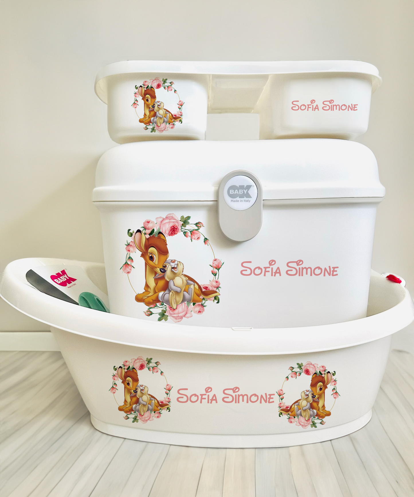 Ok baby bath personalised set D bambi