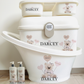 Shnuggle bath personalised set Designer pink bear