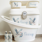 Shnuggle bath personalised set Stork blue