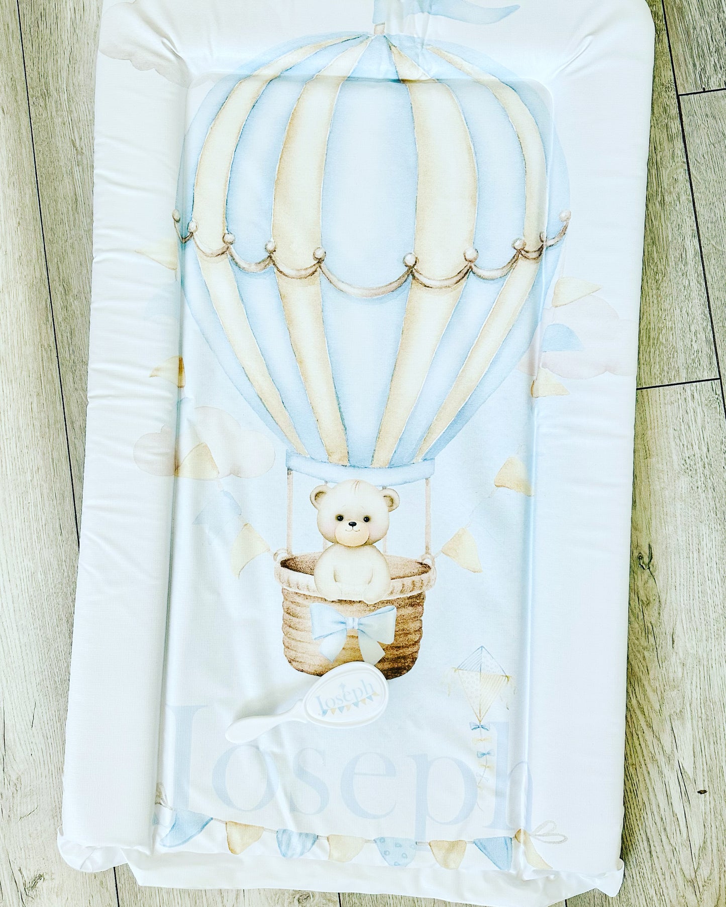 Shnuggle bath personalised set Hotair balloon blue