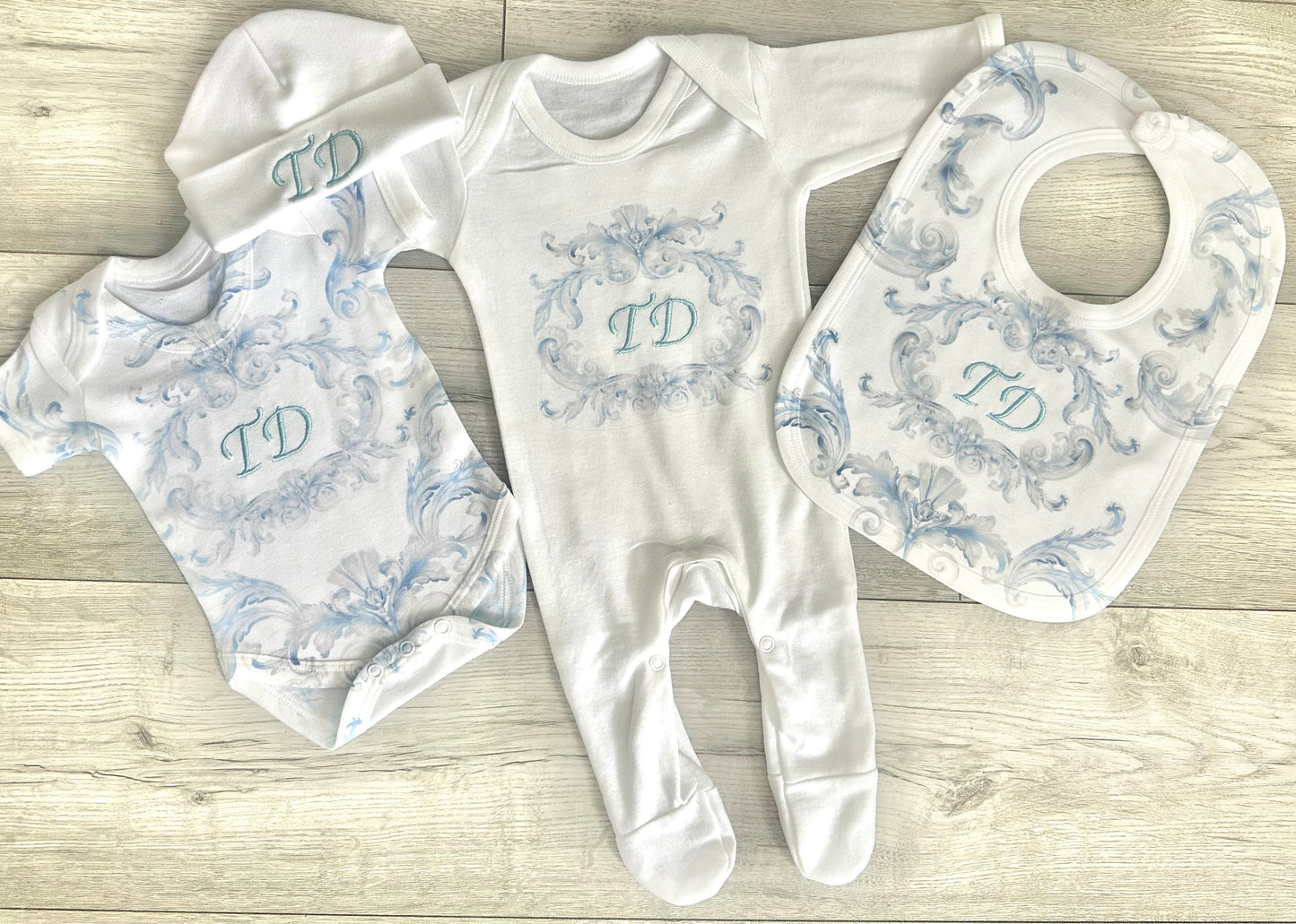 Shnuggle bath personalised set Swirl Blue