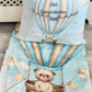 Embroidered Name Hotair Balloon Blue Blanket and pillow sets