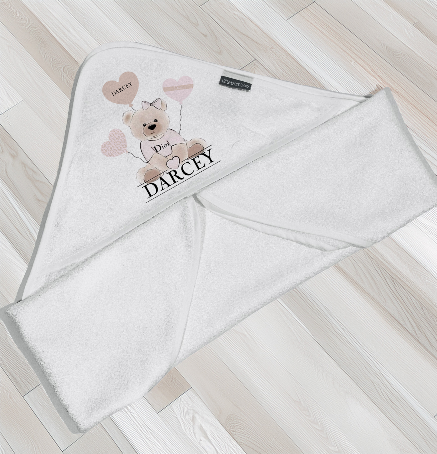 Ok Baby bath personalised set Designer pink bear