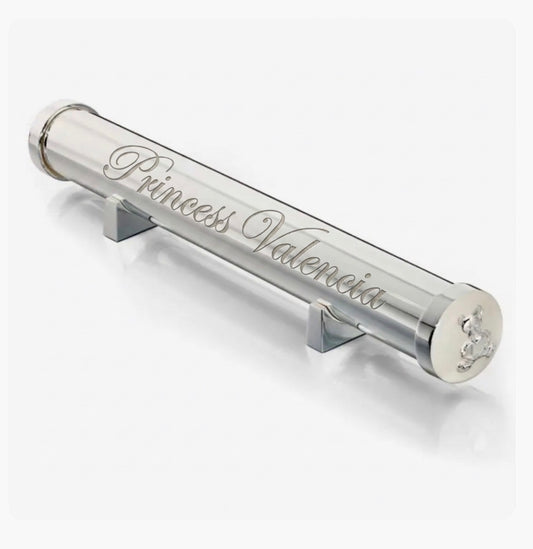 Engraved silver Certificate holder and stand
