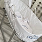 Personalised shnuggle Moses, stand, blanket and comforter