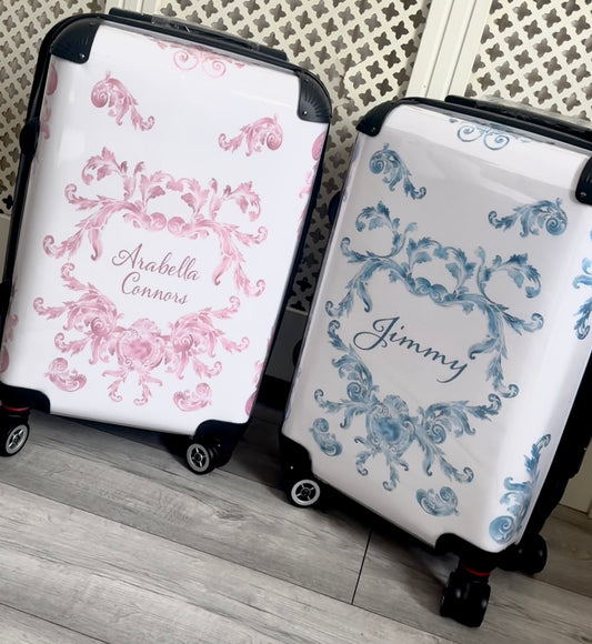 Personalised Pink Swirl Suitcase