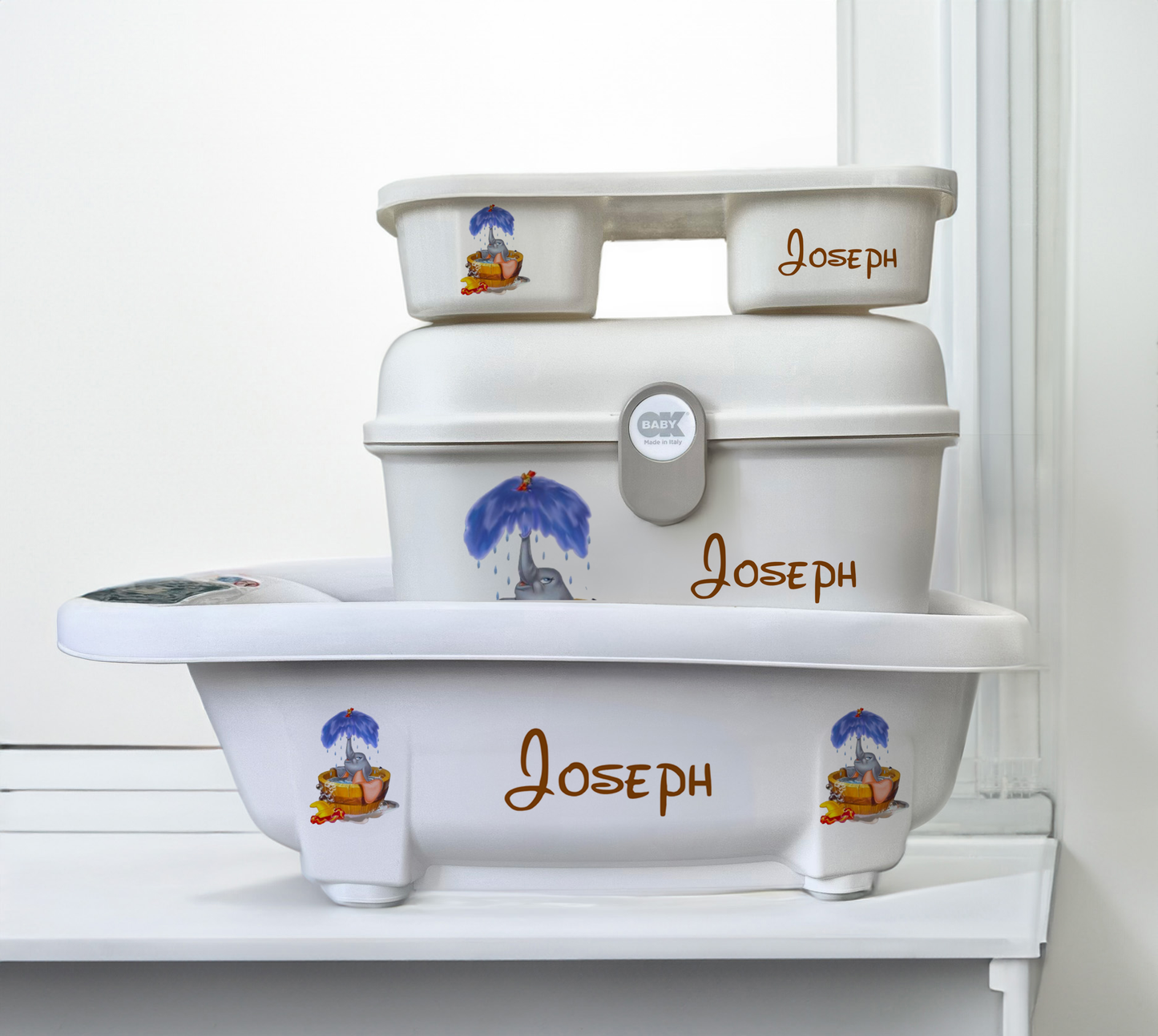 Aqua scale & Ok Baby Bath D Elephant vintage