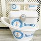 Shnuggle bath personalised set Peter rabbit wreath